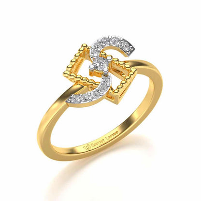 Frame Wave Silver Ring - Yellow Gold - Image 1