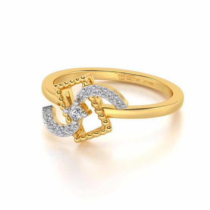 Frame Wave Silver Ring - Yellow Gold - Image 2