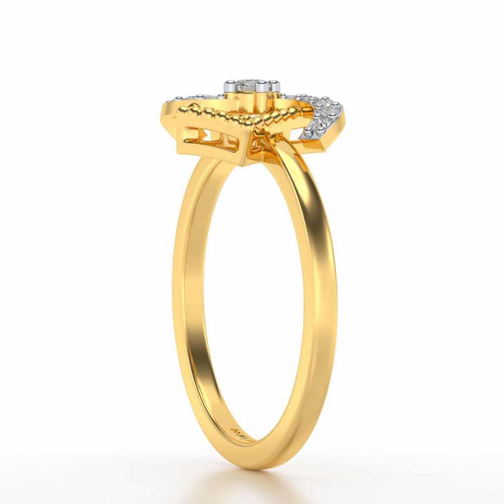 Frame Wave Silver Ring - Yellow Gold - Image 3