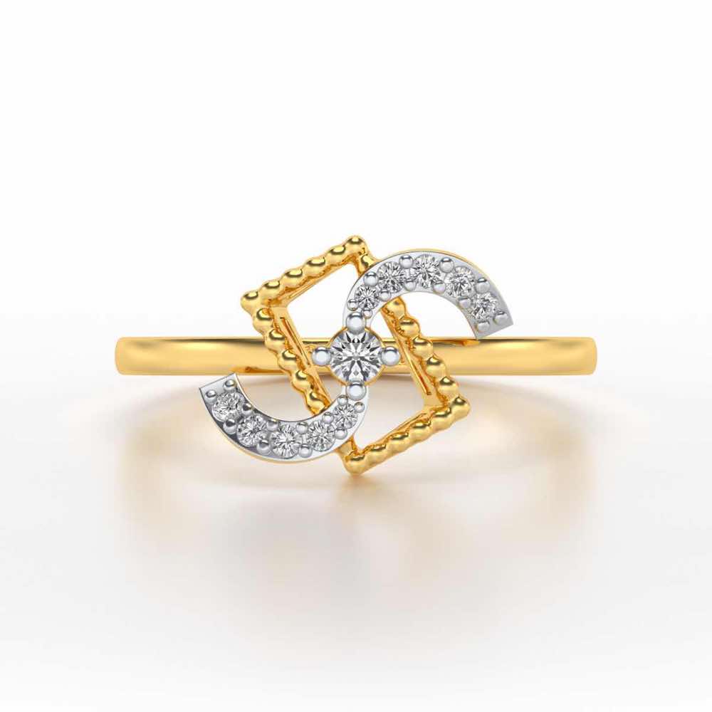 Frame Wave Silver Ring - Yellow Gold - Image 4