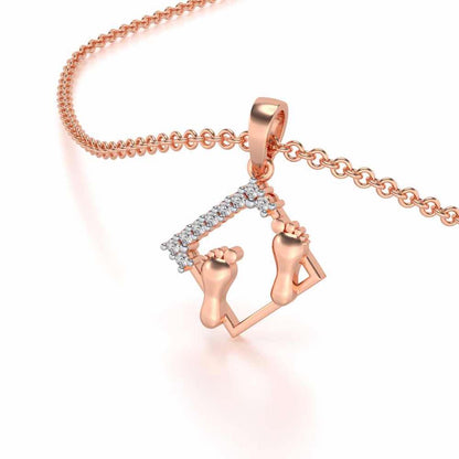 Framed Feet Silver Pendant - Rose Gold - Image 2