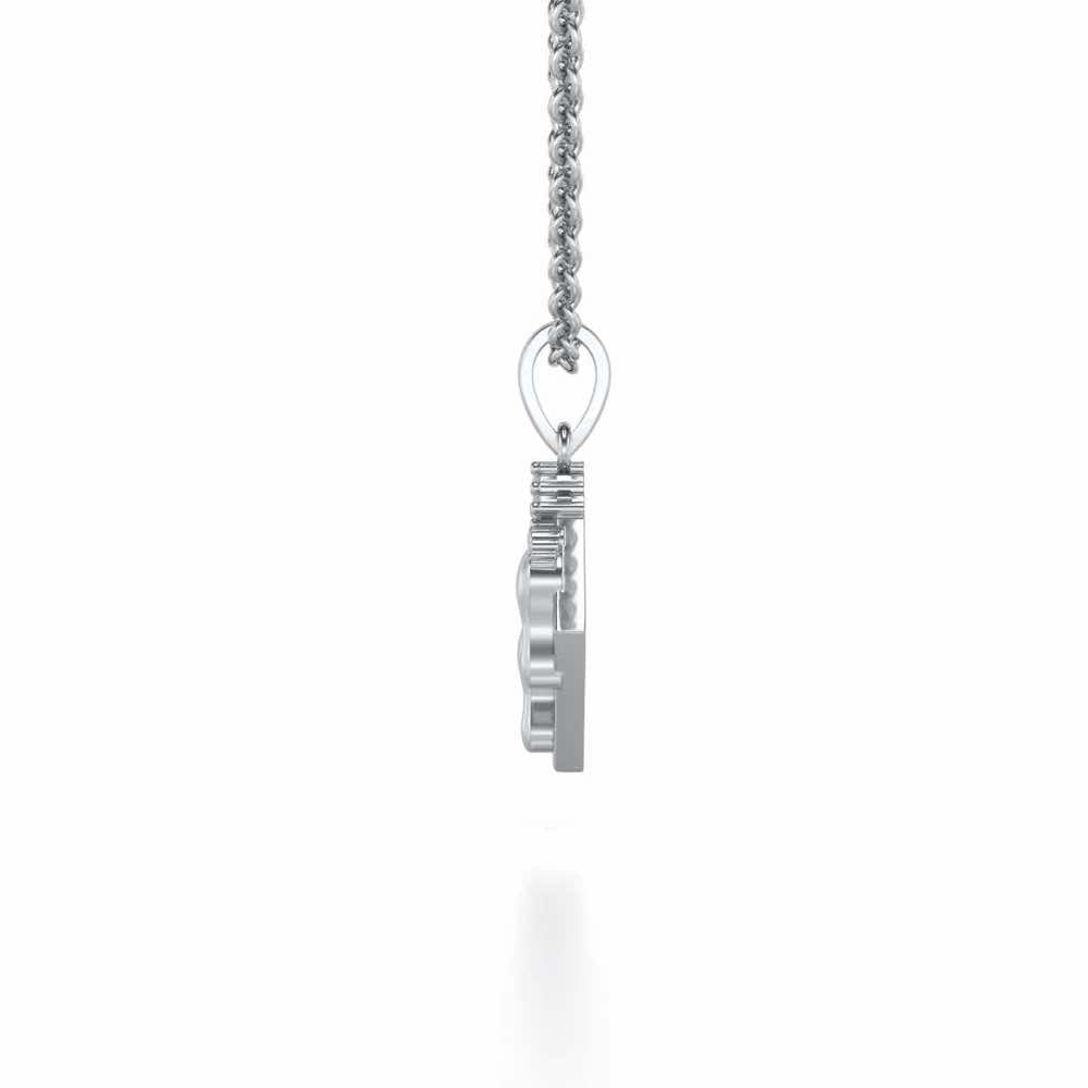 Framed Feet Silver Pendant - White Gold - Image 3