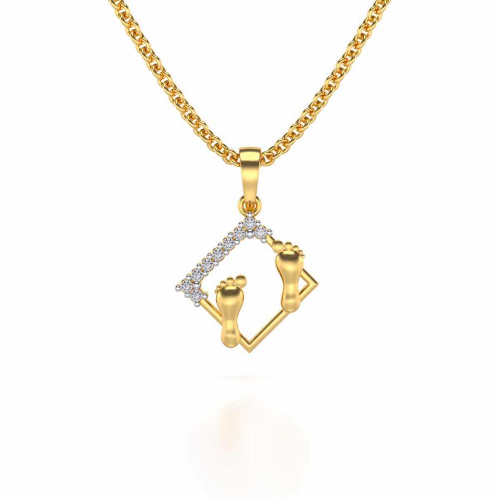 Framed Feet Silver Pendant