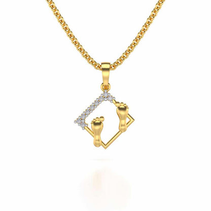 Framed Feet Silver Pendant - Yellow Gold - Image 1