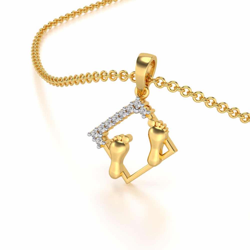 Framed Feet Silver Pendant - Yellow Gold - Image 2