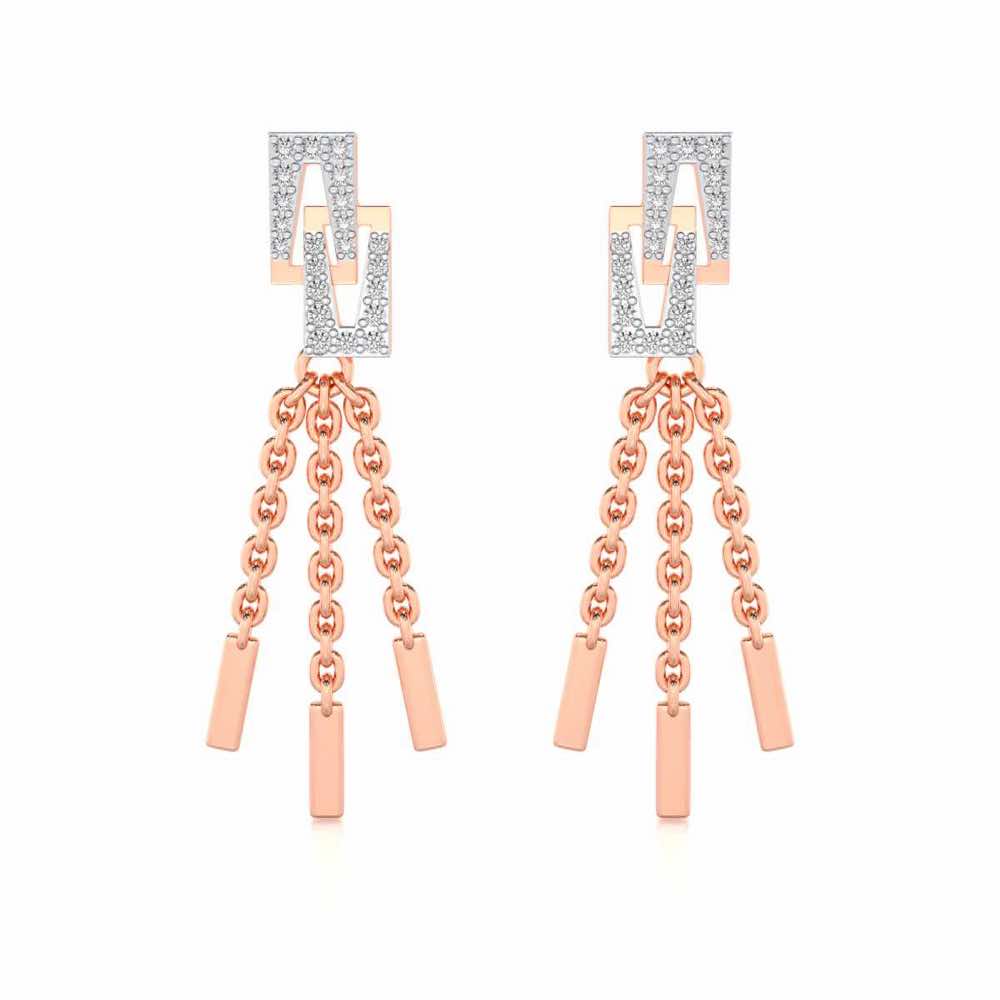 Framework Silver Dangler Earrings - Rose Gold - Image 1
