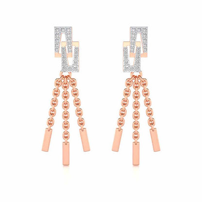 Framework Silver Dangler Earrings - Rose Gold - Image 1
