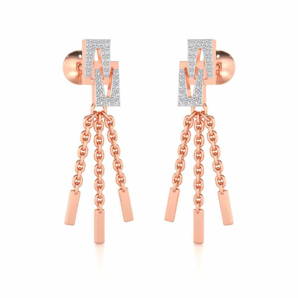 Framework Silver Dangler Earrings - Rose Gold - Image 2