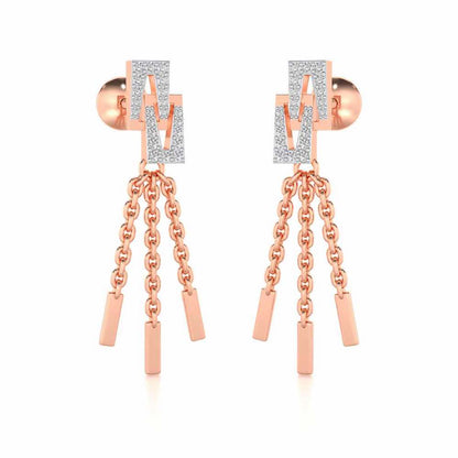 Framework Silver Dangler Earrings - Rose Gold - Image 2