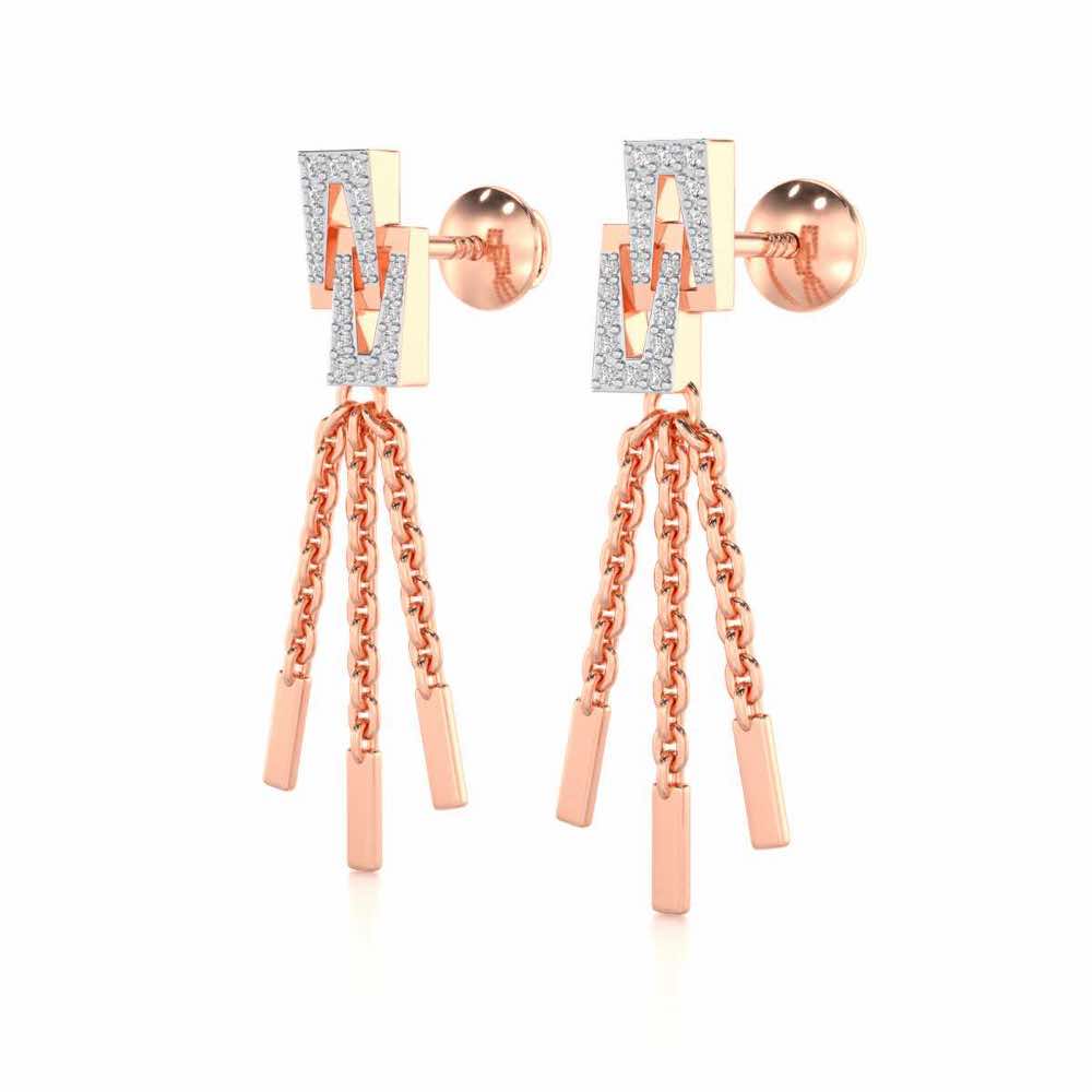 Framework Silver Dangler Earrings - Rose Gold - Image 3