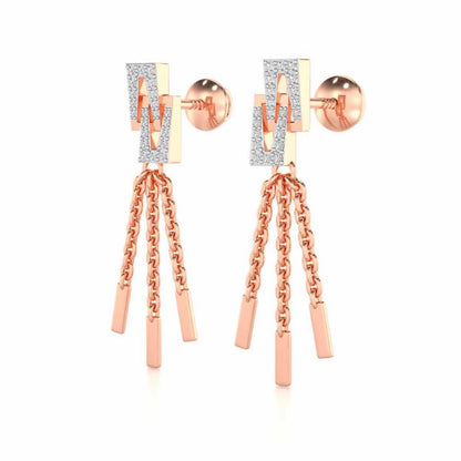 Framework Silver Dangler Earrings - Rose Gold - Image 3