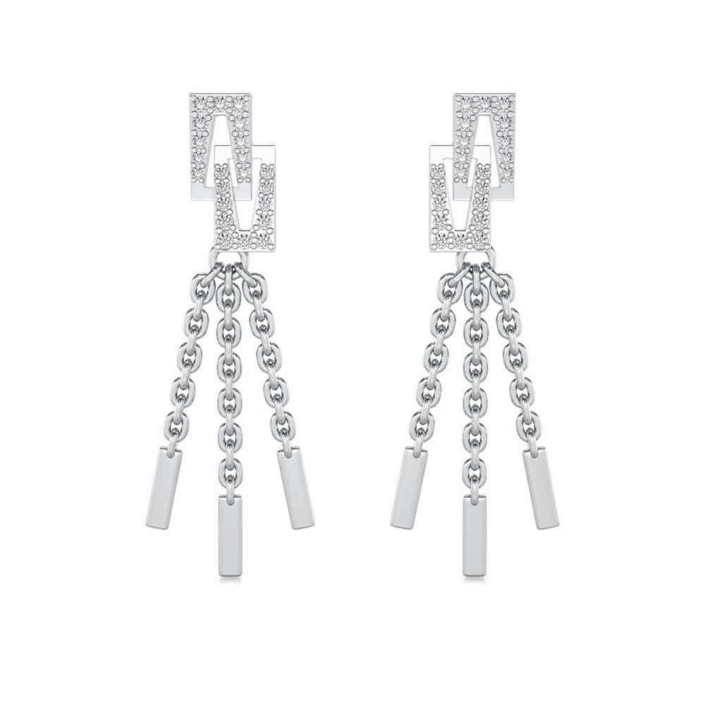 Framework Silver Dangler Earrings - White Gold - Image 1