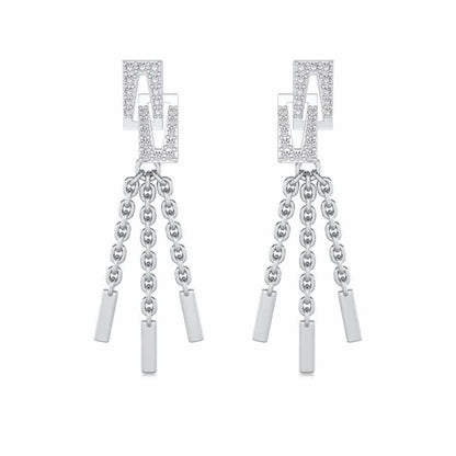 Framework Silver Dangler Earrings - White Gold - Image 1