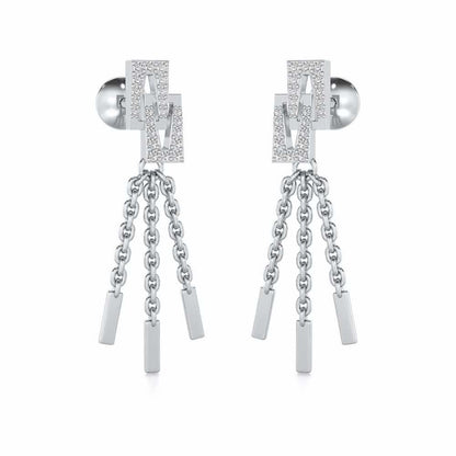 Framework Silver Dangler Earrings - White Gold - Image 2