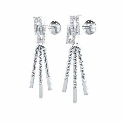 Framework Silver Dangler Earrings - White Gold - Image 3