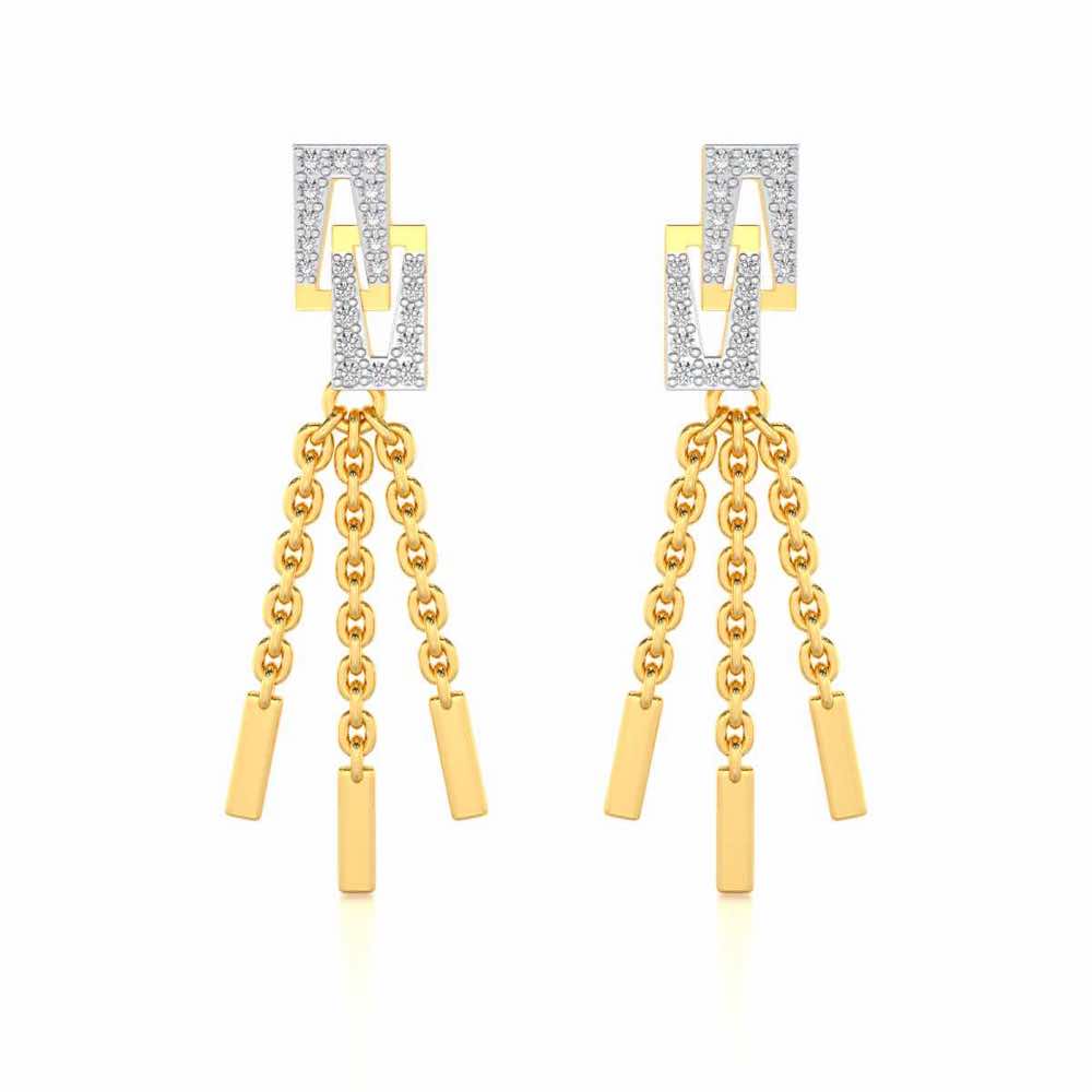 Framework Silver Dangler Earrings - Yellow Gold - Image 1