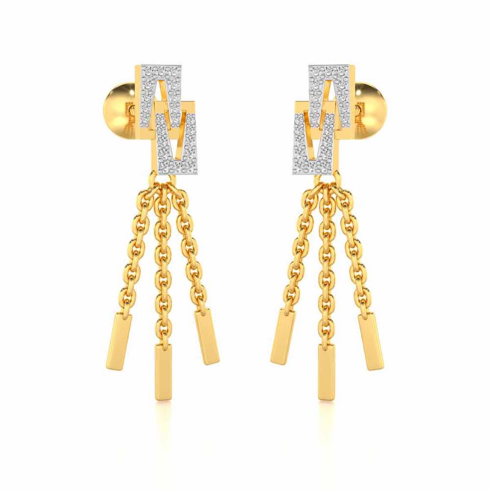 Framework Silver Dangler Earrings - Yellow Gold - Image 2