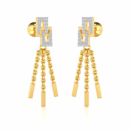 Framework Silver Dangler Earrings - Yellow Gold - Image 2