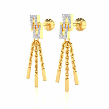 Framework Silver Dangler Earrings - Yellow Gold - Image 3
