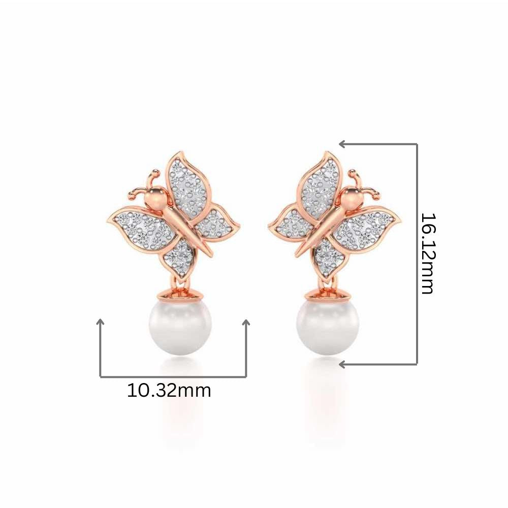 Fresh Wings Silver Pearl Earrings - Rose Gold - Image 2
