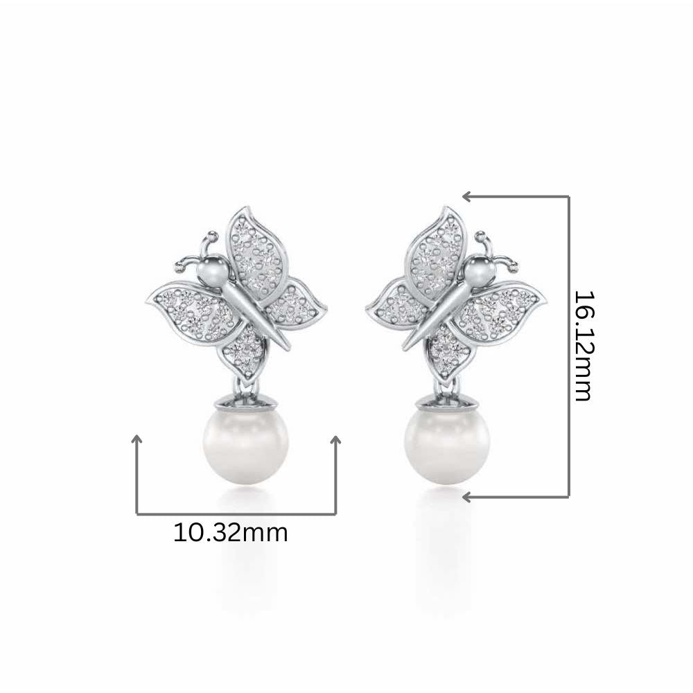 Fresh Wings Silver Pearl Earrings - White Gold - Image 2