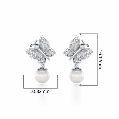 Fresh Wings Silver Pearl Earrings - White Gold - Image 2
