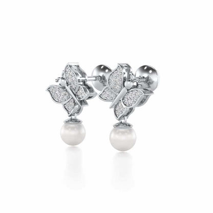Fresh Wings Silver Pearl Earrings - White Gold - Image 3
