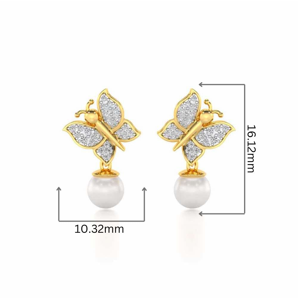 Fresh Wings Silver Pearl Earrings - Yellow Gold - Image 2