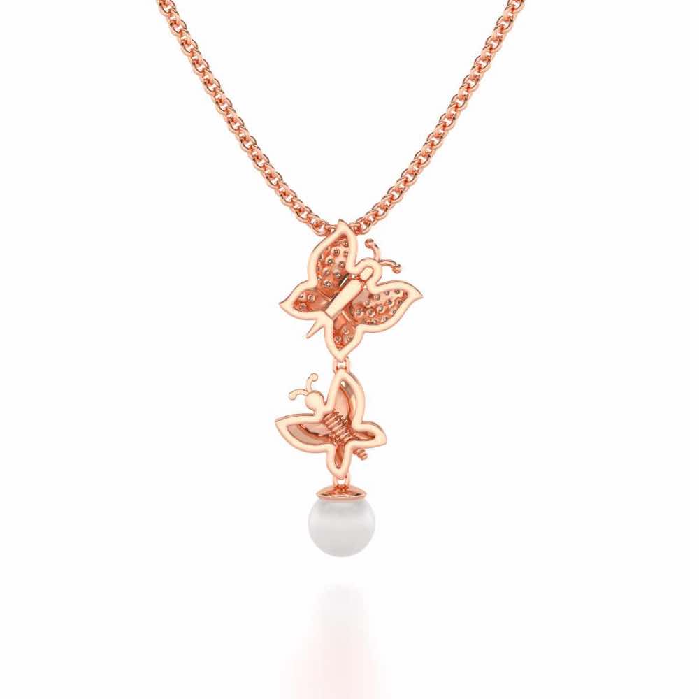 Fresh Wings Silver Pearl Pendant - Rose Gold - Image 4