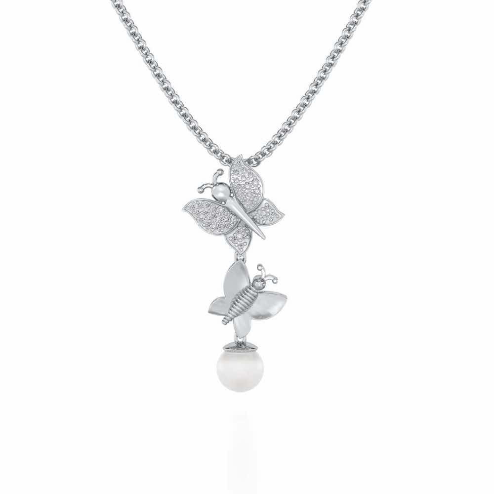 Fresh Wings Silver Pearl Pendant - White Gold - Image 1