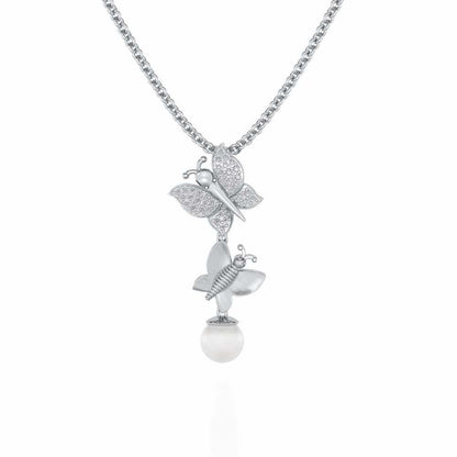 Fresh Wings Silver Pearl Pendant - White Gold - Image 1