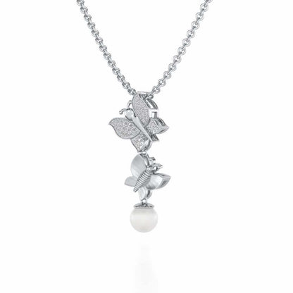 Fresh Wings Silver Pearl Pendant - White Gold - Image 2