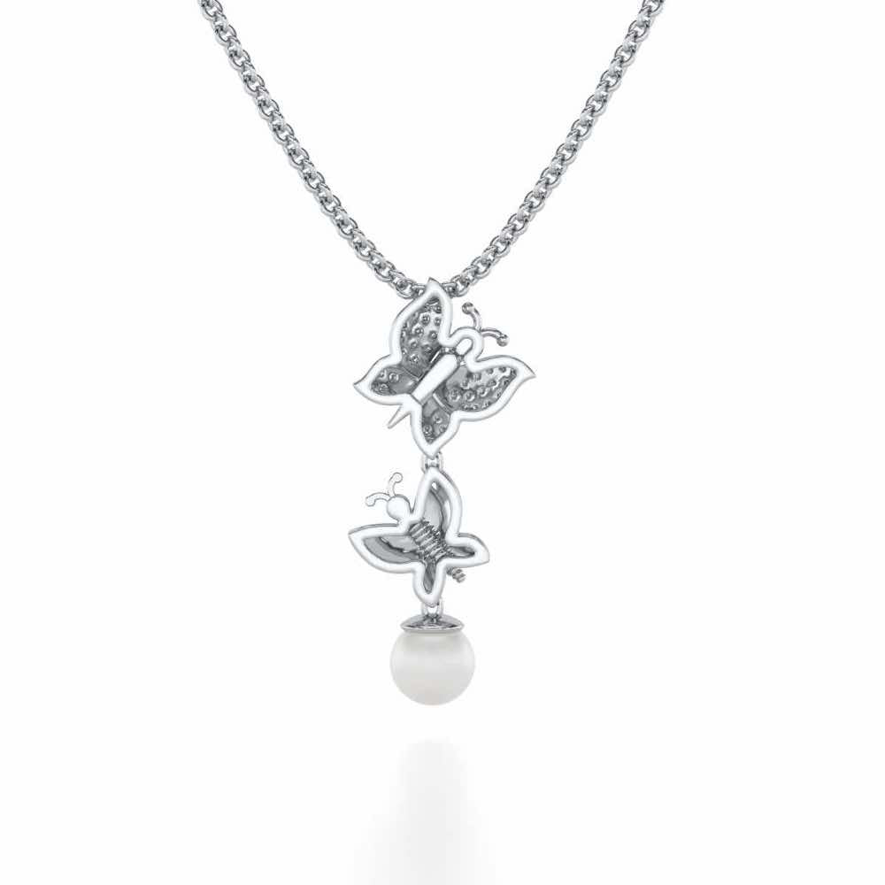 Fresh Wings Silver Pearl Pendant - White Gold - Image 4