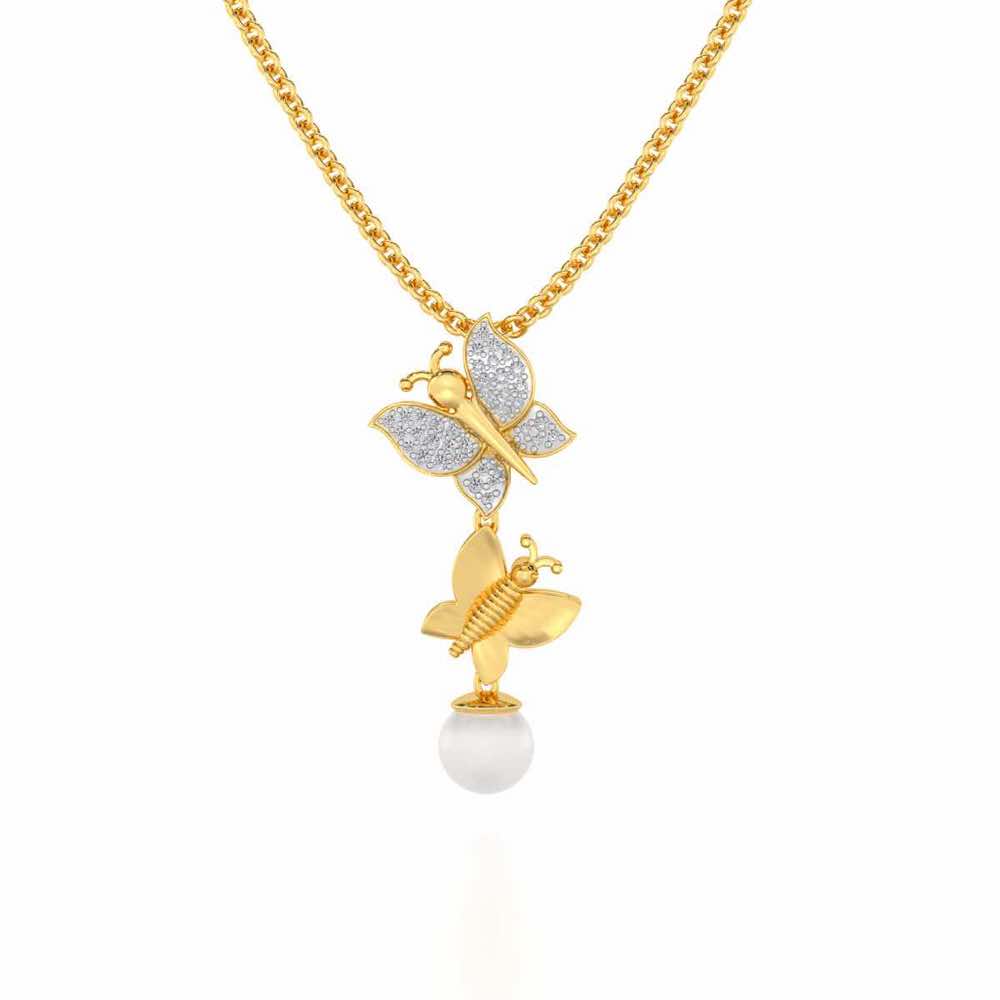 Fresh Wings Silver Pearl Pendant - Yellow Gold - Image 1