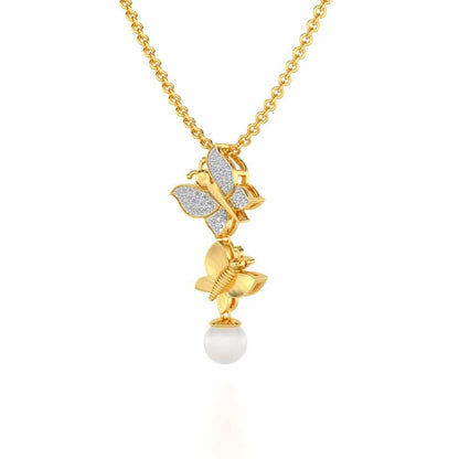 Fresh Wings Silver Pearl Pendant - Yellow Gold - Image 2