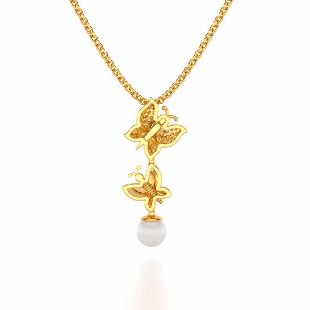 Fresh Wings Silver Pearl Pendant - Yellow Gold - Image 4