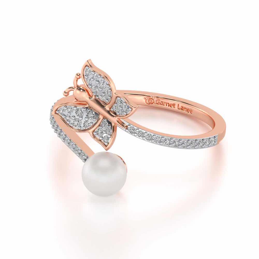 Fresh Wings Silver Pearl Ring - Rose Gold - Image 2