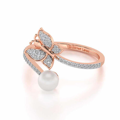 Fresh Wings Silver Pearl Ring - Rose Gold - Image 2