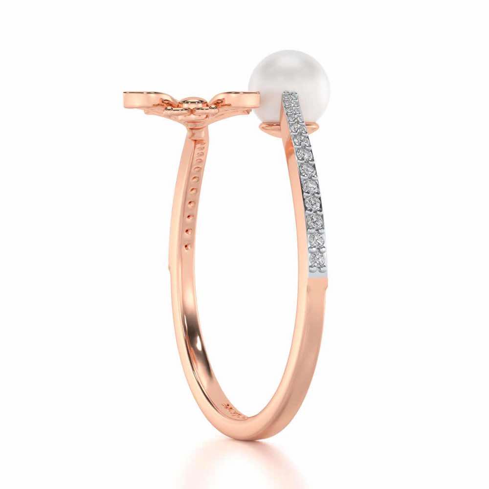 Fresh Wings Silver Pearl Ring - Rose Gold - Image 3