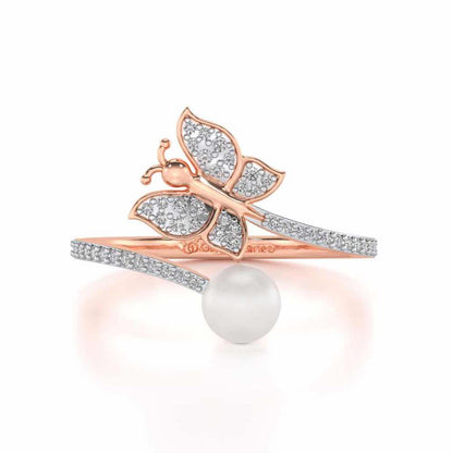 Fresh Wings Silver Pearl Ring - Rose Gold - Image 4