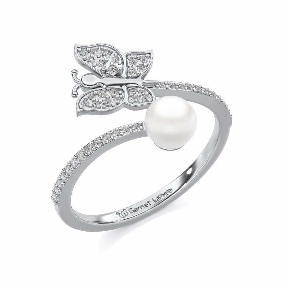 Fresh Wings Silver Pearl Ring - White Gold - Image 1