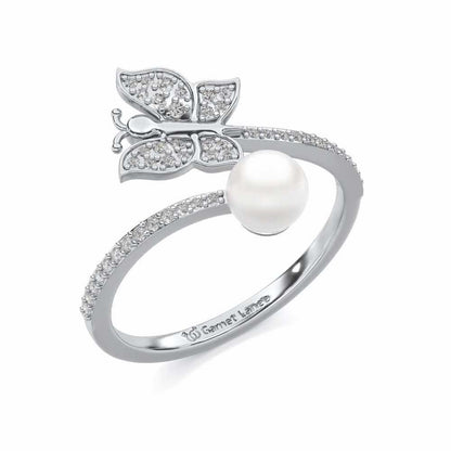 Fresh Wings Silver Pearl Ring - White Gold - Image 1