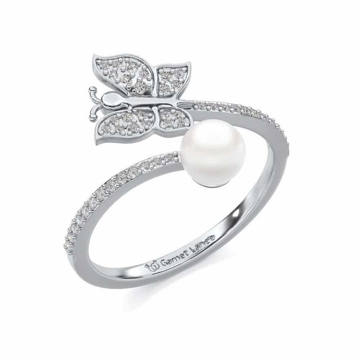 Fresh Wings Silver Pearl Ring - White Gold - Image 1