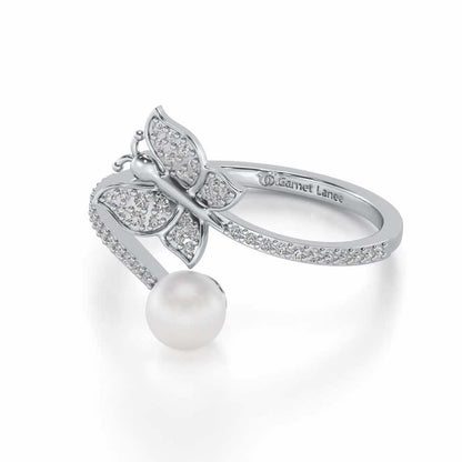 Fresh Wings Silver Pearl Ring - White Gold - Image 2
