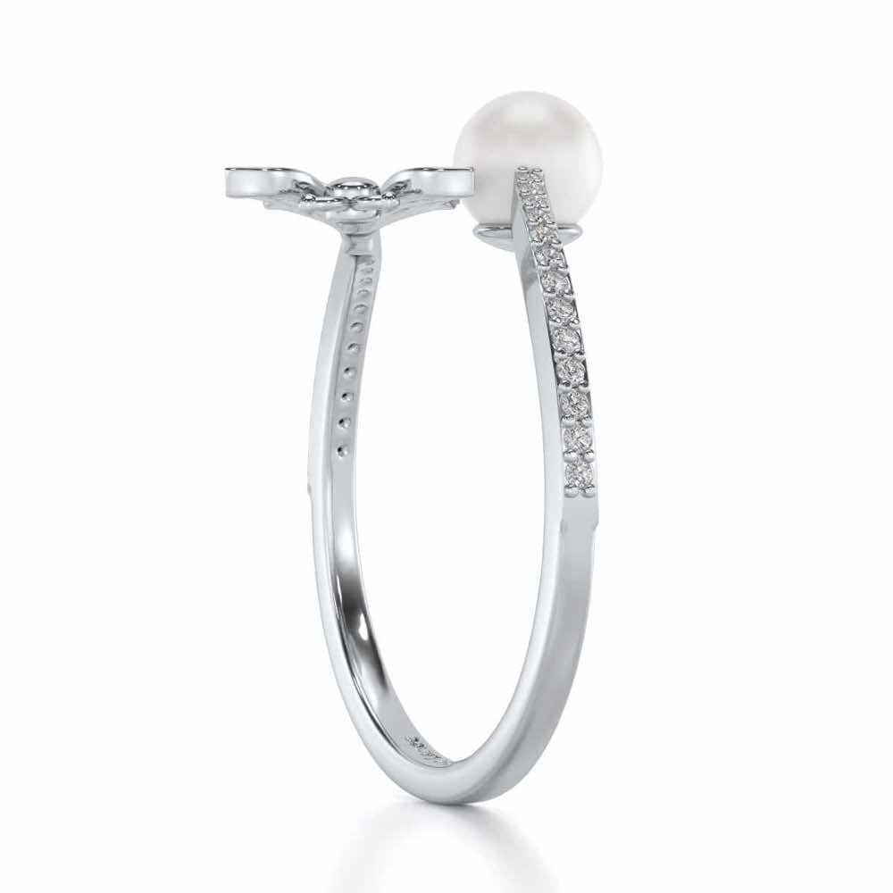 Fresh Wings Silver Pearl Ring - White Gold - Image 3