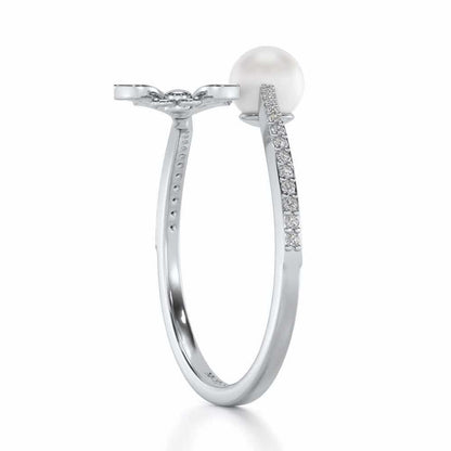 Fresh Wings Silver Pearl Ring - White Gold - Image 3