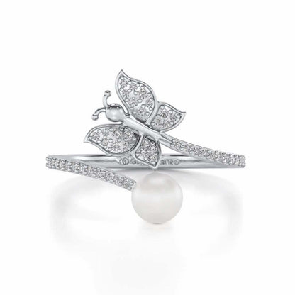 Fresh Wings Silver Pearl Ring - White Gold - Image 4