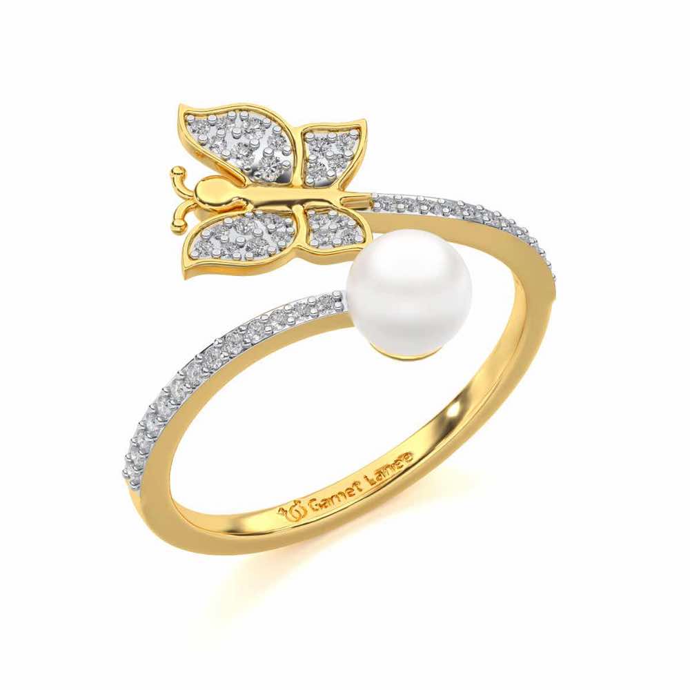 Fresh Wings Silver Pearl Ring - Yellow Gold - Image 1