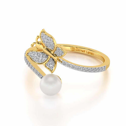 Fresh Wings Silver Pearl Ring - Yellow Gold - Image 2