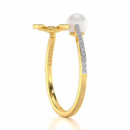Fresh Wings Silver Pearl Ring - Yellow Gold - Image 3